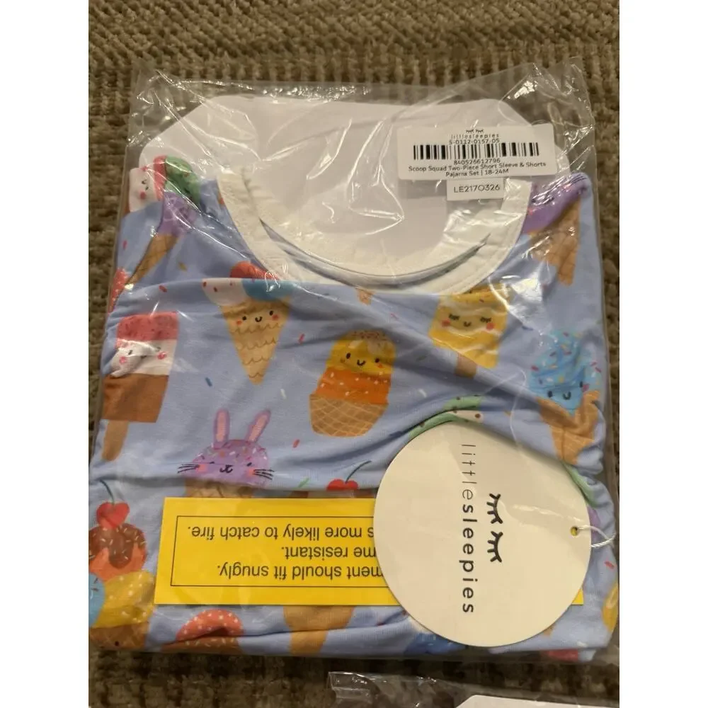 Little Sleepies Scoop Squad 2 Piece Short Sleeve Shorts Pajama Set 18-24 Months
